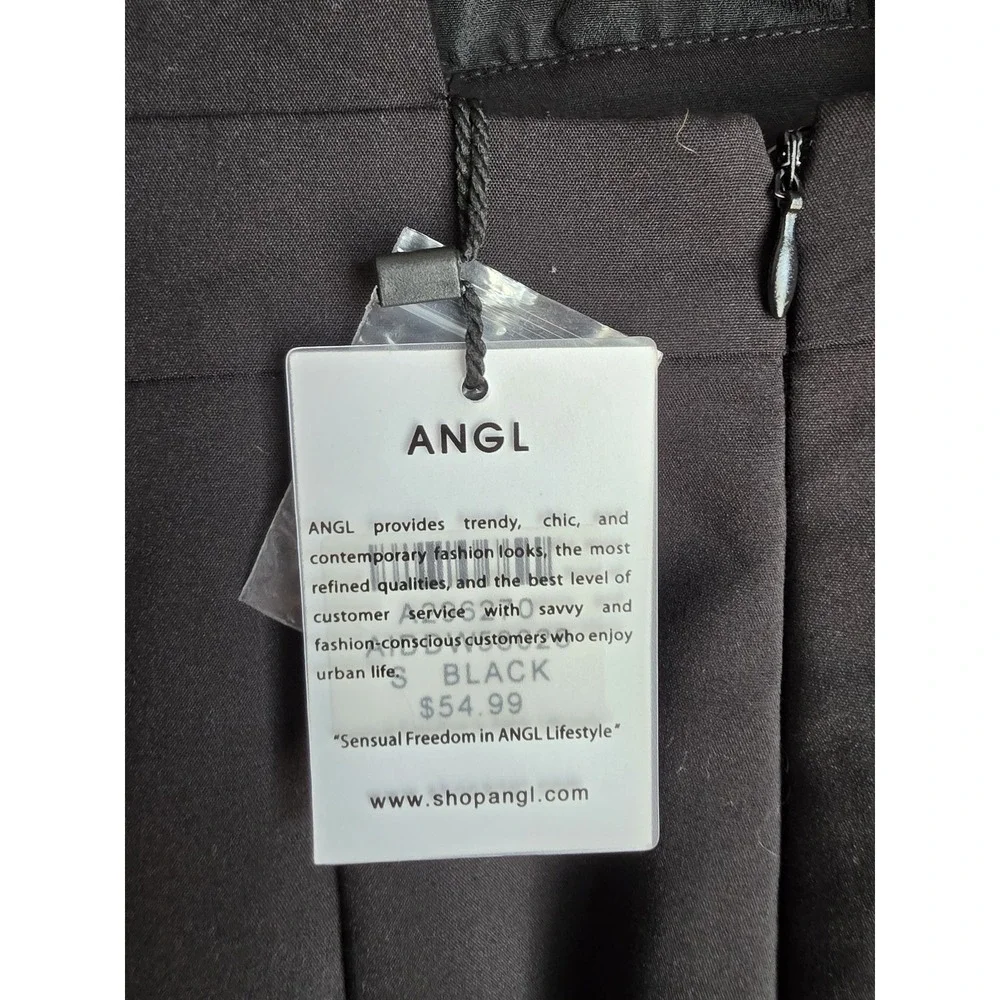NWT ANGL Sleeveless Mini Dress Women S Formal Black Solid V-Neck Bodycon